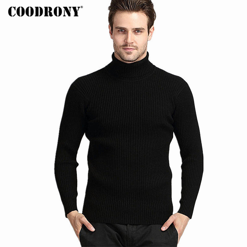 COODRONY Winter Thick Warm Cashmere Sweater Men Turtleneck Mens