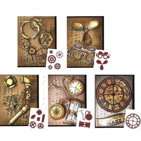 Gears Water Pipe Pocket Watch Hourglass Clock Sets Metal Cutting Dies For DIY Scrarpbooking Embossing Paper Cards Craft New 2022 ► Photo 1/4