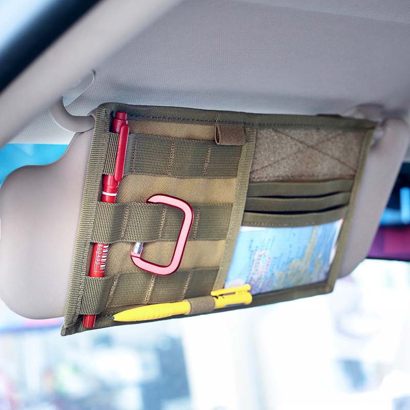 Car Sun Visor Organizer Molle Tactical Visor Panel Accessories Storage Bag Pouch 