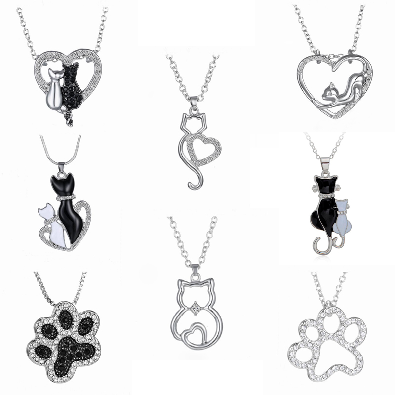 Lady Rhinestones Dog Cat Paw Claw Pendant Chain Bracelet Necklace Jewelry Health 