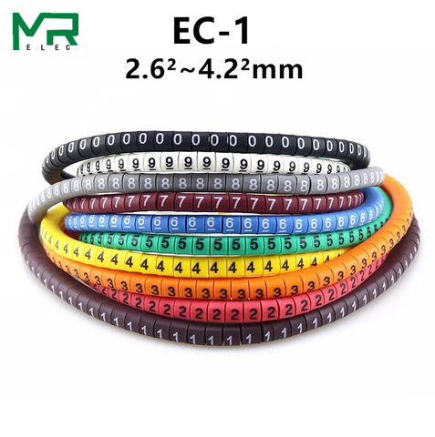 500PCS EC-1 Cable Wire Marker 0 to 9 For Cable Size 2.5 sqmm Colored ► Photo 1/3