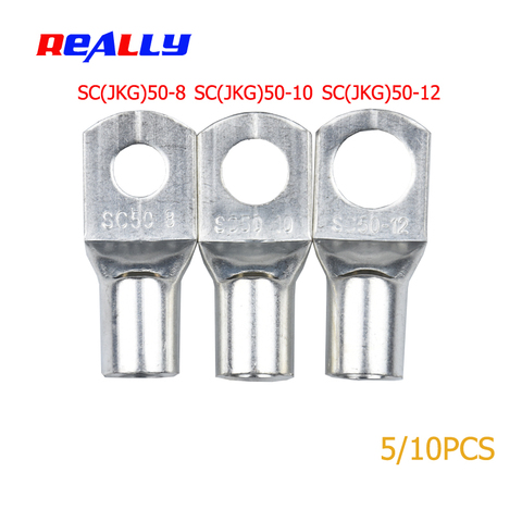 REALLY SC50-8 50-10 50-12 Copper Cable Lug Kit Bolt Hole Tinned Cable lugs Battery Terminals copper nose Wire connector ► Photo 1/4