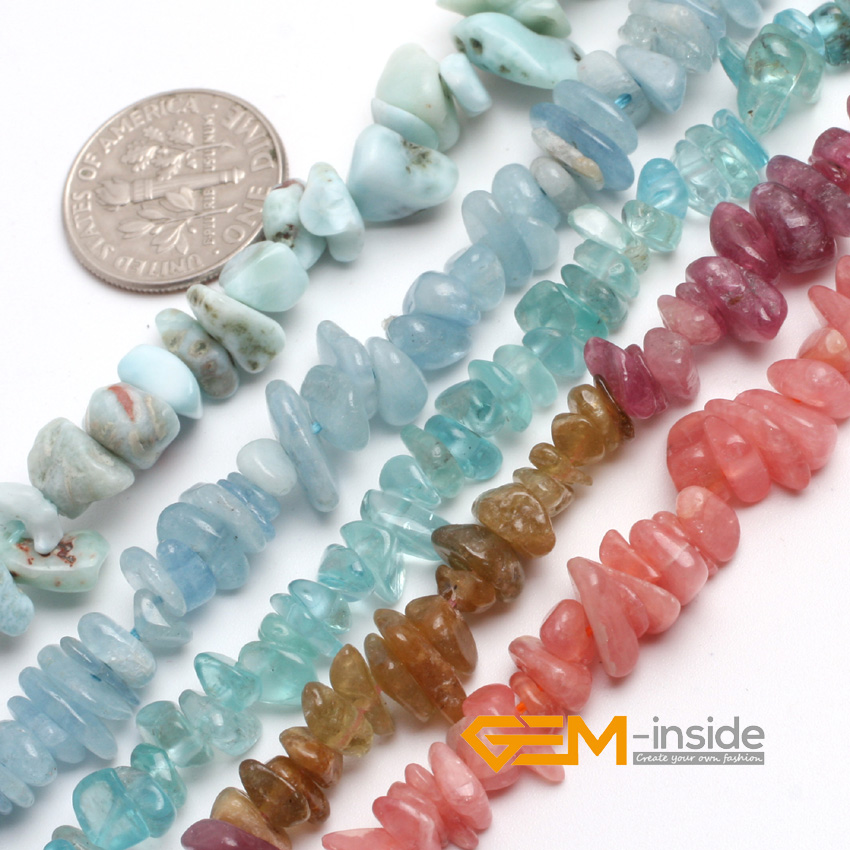 Assorted Stones 5-8mm Chips Stone Freeform Nugget Gravel Beads Strand 34" & 15" 