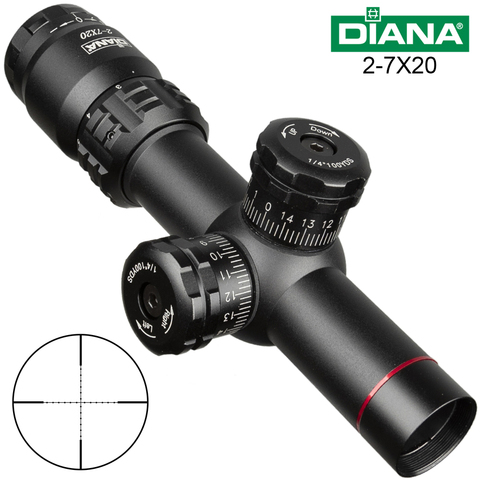 DIANA 2-7X20 Scopes Rapid Target Acquisition Hunting Riflescoepes Mil-dot Optical Sight Mobile Size Pocket Scope ► Photo 1/6