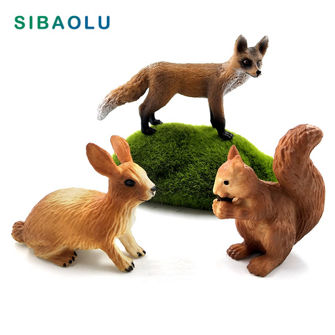 Simulation Little Fox hare Rabbit Squirrel Animal model figurine home decor miniature fairy garden decoration accessories statue ► Photo 1/6