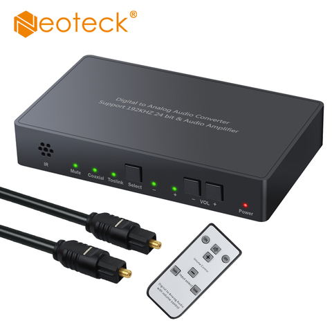 Neoteck Digital to Analog DAC Converter 192kHz With IR Remote Control Support Volume Control Audio Converter With Toslink Cable ► Photo 1/6