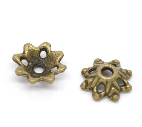 DoreenBeads 150 Bronze Tone Flower Bead Caps Findings 8x3mm (B14479) ► Photo 1/3