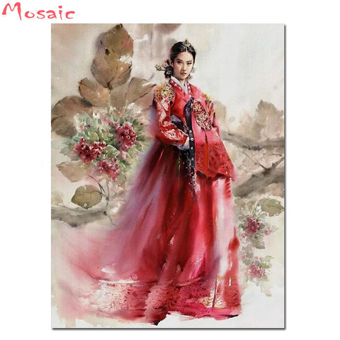 woman Korea style rhinestone embroidery wall decor mosaic diamond art full square/round drill 5d diy diamond painting sale ► Photo 1/6