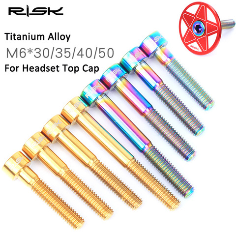 RISK 1pcs M6*30/35/40/50mm Titanium Bike Headset Bolt Bicycle Stem Top Cap Screw for MTB Road Bicycle M6x30mm M6x35 M6x40 M6x50 ► Photo 1/6