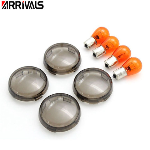 Motorcycle 4X smoke Signal Lens and Bulb Kit case for Harley Sportster XL883 XL1200 X48 72 For Dyna V-Rod VRod ► Photo 1/1