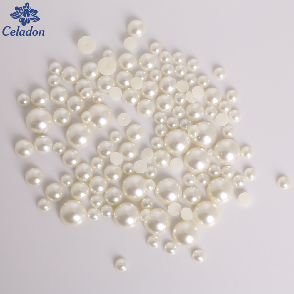 4-12MM Flatback Half Round Pearl Craft ABS Imitation Pearl Resin Scrapbook  Beads For DIY Decoration