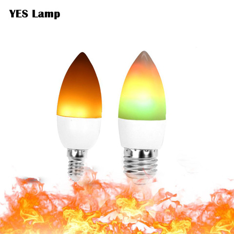 LED RGB Candle Lamp 3W E12 E14 E27 Flame Effect Fire Light AC 110V 220V Decor Yard Night light Flickering Emulation Lamparas ► Photo 1/6