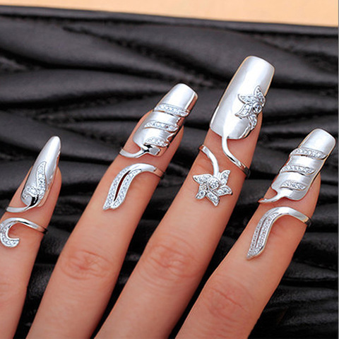 Fashion Creative Nail Ring Sets Silver plated color Finger Rings For Women Party Jewelry Anel Anillos Aneis Bague Jewellery Gift ► Photo 1/5