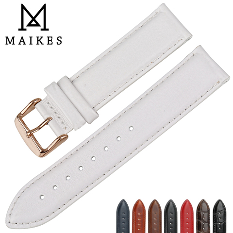 MAIKES Fashion Leather Watch Band White With Rose Gold Clasp Watchband 16mm 17mm 18mm 20mm For DW Daniel Wellington Watch Strap ► Photo 1/6
