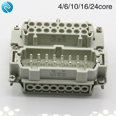 High quality 4/6/10/16/24 heavy-duty hdc-he male connector and female connector 16A500v aviation plug core ► Photo 1/6