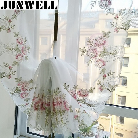 2017 New Rose Embroidery Ribbon Roman Curtain Home Wave European Living Room Kitchen Balcony Voile 1PC ► Photo 1/6