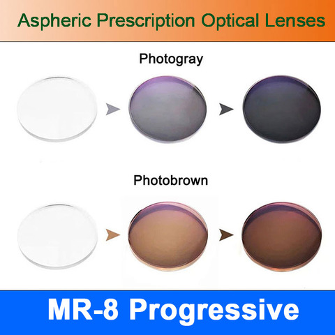 MR-8 Super Tough Photochromic Digital Free-form Progressive Aspheric Prescription Lenses for Diamond Cutted Rimless Glasses ► Photo 1/6