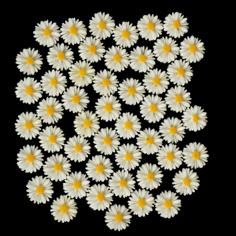 50PCS 13mm Resin Vintage Style Daisy Flower Flat Back Cameo Cabochon  For Jewelry Making Earring Accessories Wholesale ► Photo 1/6