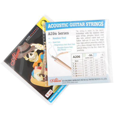 Acoustic Guitar Stainless Steel String Alice A206 A206SL .011 inch 0.28 mm 1st E First Single String encordoamento ► Photo 1/6