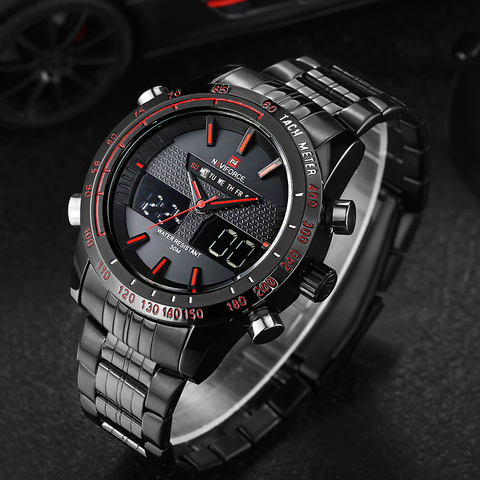 NAVIFORCE New Men Fashion Sport Watches Luxury Brand Men's Quartz Digital Analog Clock Man Stainless Steel Wrist Watch ► Photo 1/6