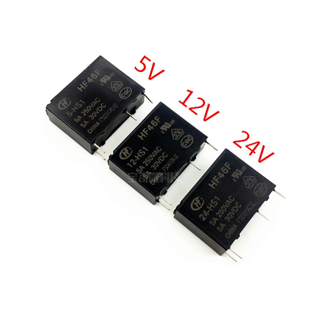 5PCS/lot  Relay  HF46F-5-HS1  HF46F-12-HS1  HF46F-24-HS1  5A  250VAC  4PIN ► Photo 1/2