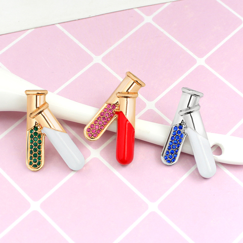 GDHY Chemical Reagent Tube Brooches 3 Color Chemistry Laboratory Supplies Test Tube Flask Pin Brooch For Doctors Nurse Jewelry ► Photo 1/6