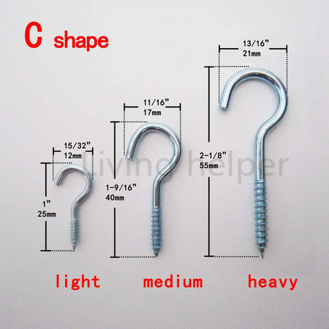 10/25X Picture Frame Plant Lamp Light Cabinet RV Tool Plant Curtain Net Wire Eye Bolt Eyebolt Screw in Spiral Hanger C Cup Hook ► Photo 1/3