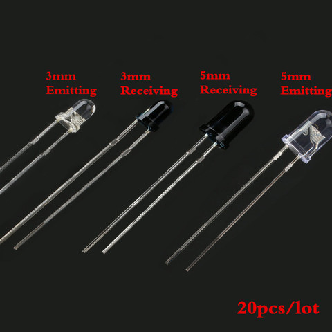 20pcs LED 3mm 5mm 940nm IR Infrared Emitting Receiving Diode Round Tube Light Flame Sensor for Smart Car ► Photo 1/5