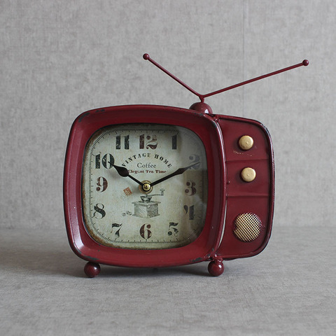 Super Silent Desk Alarm Clock Retro Design TV Television Clock Metal Vintage Style Classic Xmas Gift ► Photo 1/1