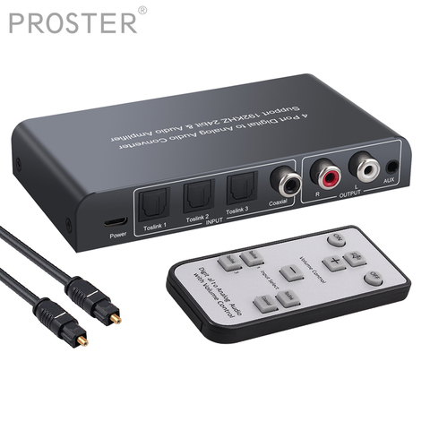 Proster DAC Audio Converter Adapter 3 Optical SPDIF Toslink+1 Coaxial Switch to Stereo L/R RCA 3.5mm Volume Control IR Remote ► Photo 1/6
