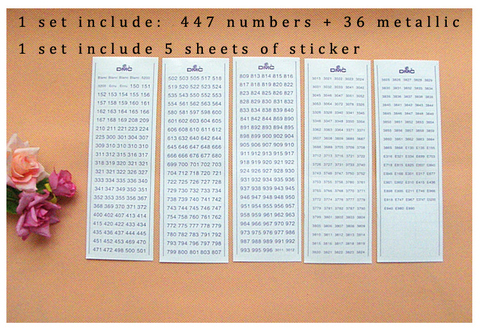oneroom cross stitch floss number stickers DMC number sticker, stickers with DMC  447 numbers + 36 metallic ► Photo 1/3