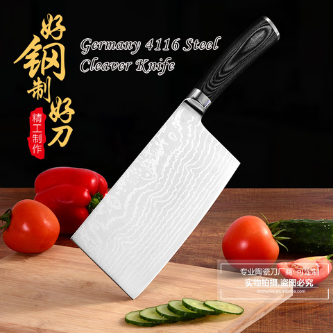 High quality Germany 4116 steel cleaver slicing knife kitchen cutting meat vegetable with pakka handle ► Photo 1/5