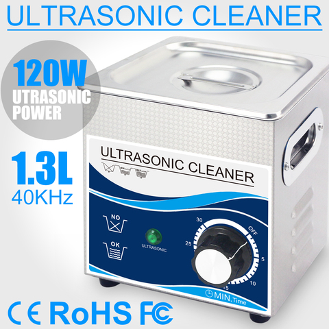 1.3L Ultrasonic Cleaner 120W 60W Transducer Stainless Steel Bath 110V/220V Home Use Ultrasonic Cleaning Machine for Small Parts ► Photo 1/6
