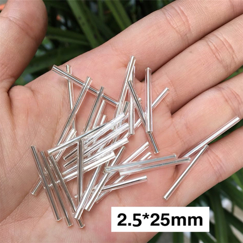 100Pcs/lot 2.5*25mm Long Size Silver Core Czech Glass Seed Bugle Beads Tube For Jewelry Garment Accessories 5 Colors Available ► Photo 1/6