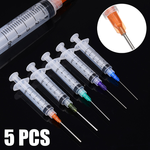 5 Piece Dispensing Syringes 5ml Syringe Crimp Sealed-Blunt Needle Tips For Glue Oil Ink Industrial Dispensing Supplies ► Photo 1/6