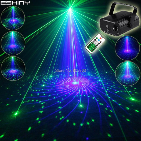 ESHINY Remote Blue LED MINI G&B Laser 48 Patterns Projector Bar DJ Club Dance Xmas Disco School Party Stage Lights Show N6T152 ► Photo 1/1