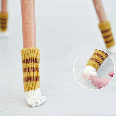 4pcs Knitting Cat Style Chair Leg Socks Floor Protectors For Furniture Legs Non-slip Table Legs Prevent Pet Dog Cat Scratching ► Photo 1/6