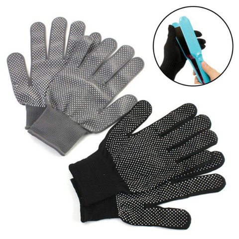 1 Pair Hair Straightener Perm Curling Hairdressing Heat Resistant Finger Glove Black Grey Color ► Photo 1/6