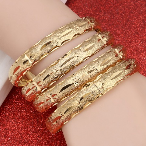 24k Gold Bangle for Women Gold Dubai Bride Wedding Ethiopian Bracelet Africa Bangle Arab Jewelry Gold Charm Bracelet ► Photo 1/6