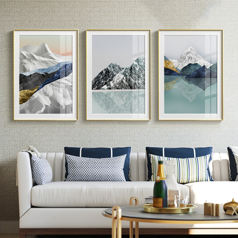 Geometric Mountain Landscape Abstract Wall Art Canvas Poster Print Nordic Decorative Picture Painting Modern Living Room Decor ► Photo 1/6