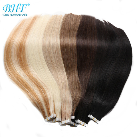 BHF Tape In Human Hair Extensions 20pcs European Remy Straight Adhensive Extension tape on Hair ► Photo 1/6