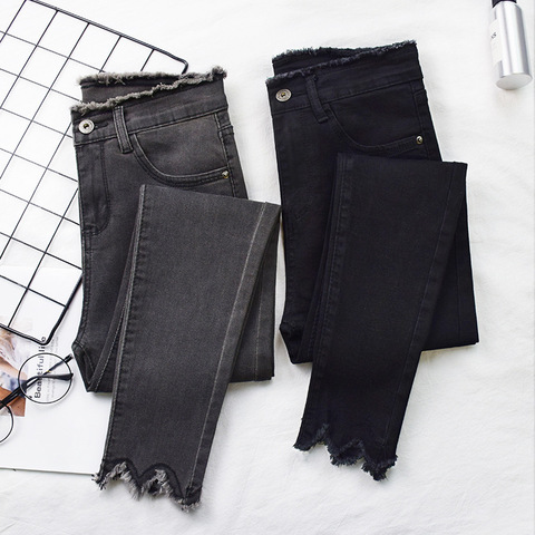 2022 Women Jeans High Elastic Stretch Jeans Female Washed Denim Skinny Female Ankle Pencil Pants Stretch Streetwear Trousers ► Photo 1/6