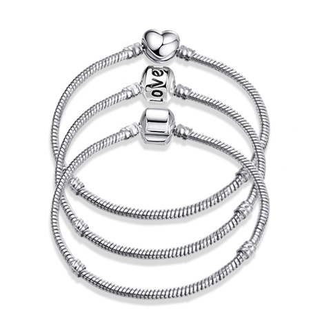 New Original Charm Bracelet Rose Gold Silver Color Alloy Snake Chain Basic Bracelets For Fashion Women Bead DIY Jewelry Dropship ► Photo 1/6