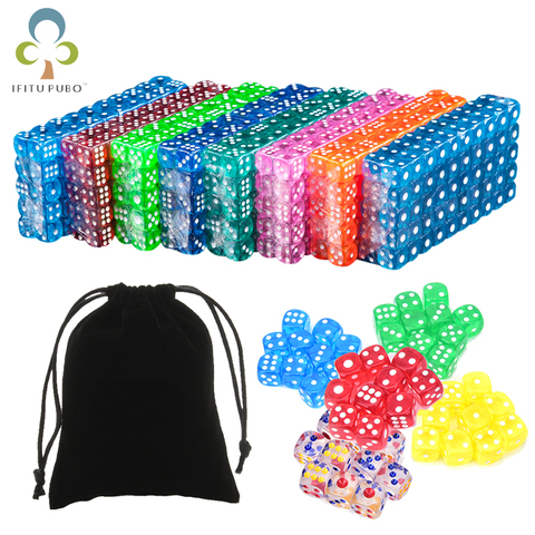 25Pcs Portable Table Games Dice 14MM Acrylic Round Corner Board Game Dice Party Gambling Game Cubes Digital Dices with Bag GYH ► Photo 1/6