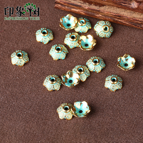 20pcs 9mm Zinc Alloy Green Flower Spacer End Beads Caps Charms For Jewelry Making Bracelet Accessories 958 ► Photo 1/4