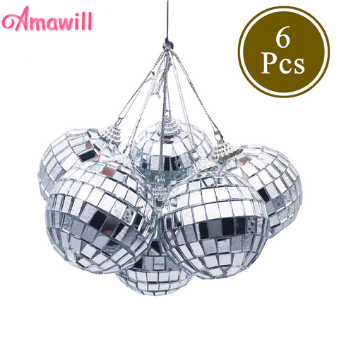 Amawill 6pcs Christmas Ball Ornaments 3cm 5cm Mini Disco Mirror Balls Christmas Tree Cake Decoration Xmas Party Favor Gift ► Photo 1/6