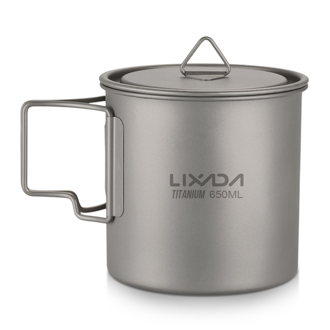 Lixada Ultralight Titanium Cup Mug 300/350/550/650ml Outdoor Water Cup Camping Picnic Water Mug Tableware with Foldable Handle ► Photo 1/6