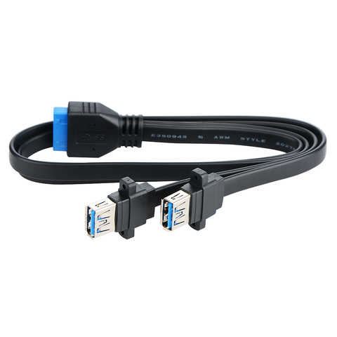 Dual 2 Port USB 3.0 Front Panel Extension Cable A Type Female to 20 Pin Box Header Female Slot Adapter Cable ► Photo 1/6
