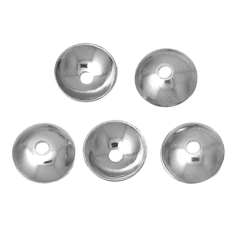 DoreenBeads 304 Stainless Steel Beads Caps Round Silver Color Blank DIY Making Jewelry (Fits 8mm Beads) 6mm( 2/8