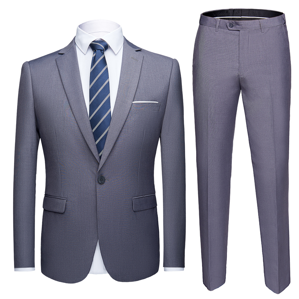 Business Formal Men Suits Solid One-button Blazer Pants Marriage ...